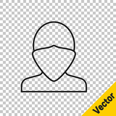 Black line Vandal icon isolated on transparent background. Vector.