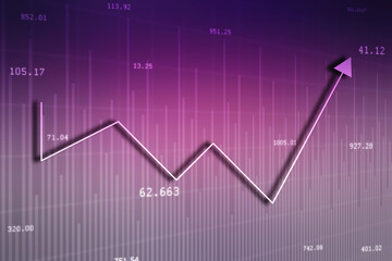 Futuristic raise arrow chart digital transformation abstract technology background. Big data and business growth currency stock and investment economy