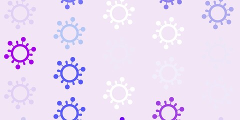 Light Blue, Red vector pattern with coronavirus elements.