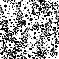 Seamless monochrome floral background. Vector illustration
