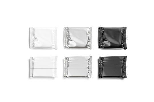 Blank Square Black, White And Silver Chocolate Foil Wrap Mockup,