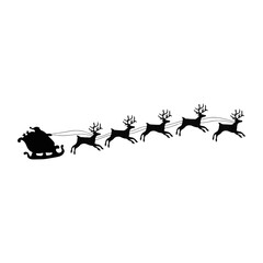 santa claus with sleigh.Santa Claus on the sky in winter season.Merry Christmas and Happy New Year. paper art design. Santa Claus silhouettes. Vector EPS 10.