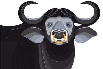 Vector illustration. Metal bull. The symbol of the new year.