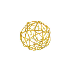 Yellow rattan or pedig ball isolated on white background. Watercolor hand drawn illustration for home décor, cute wood ball. Perfect for card, print, pattern, cover.