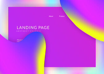 Liquid fluid with dynamic elements and shapes. Landing page.