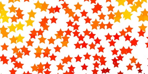 Light Orange vector background with small and big stars. Colorful illustration in abstract style with gradient stars. Design for your business promotion.
