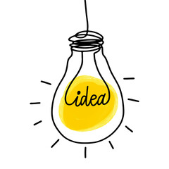 Lightbulb - creative sketch draw vector illustration. Electric lamp logo sign. - 378322714