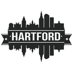 Hartford Connecticut Skyline Silhouette Design City Vector Art.