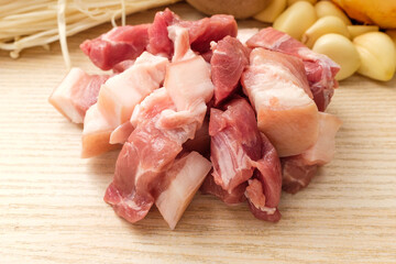 Pork belly on white background