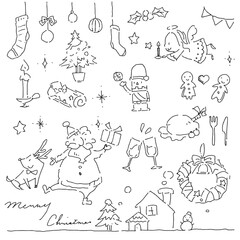 cute Christmas illustration set, drawing, hand drawn