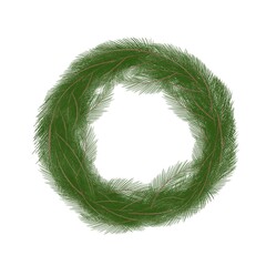 Christmas wreath of fir branches, illustration, isolate on a white background