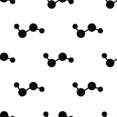 Black hydrogen atom icon isolated seamless pattern on white background. Vector