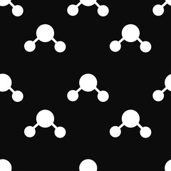 Fototapeta na wymiar White water molecule icon isolated seamless pattern on black background. Vector
