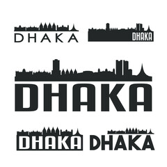 Fototapeta na wymiar Dhaka Bangladesh Flat Icon Skyline Vector Silhouette Design Set Logo.