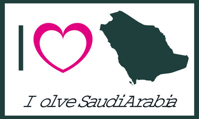 I love Saudi Arabia isolated vector map silhouette