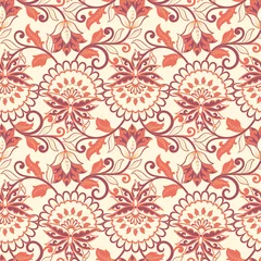 Foto op Canvas vintage flowers seamless pattern. Ethnic floral vector background © antalogiya
