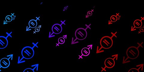 Dark Blue, Red vector texture with women's rights symbols.