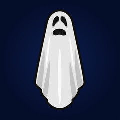 Scary ghost vector illustration template for october holiday Halloween, face and highlights, monster and fear.