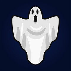 Boo, scary ghost flat vector illustration for Halloween, cartoon character for holiday.