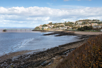 View of Clevedon town from Poets walk, Somerset, UK
