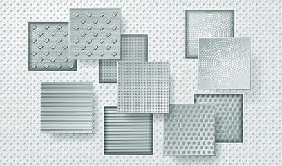 Fototapeta premium Geometric layered background. Paper shapes on the white embossed background. Vector EPS10