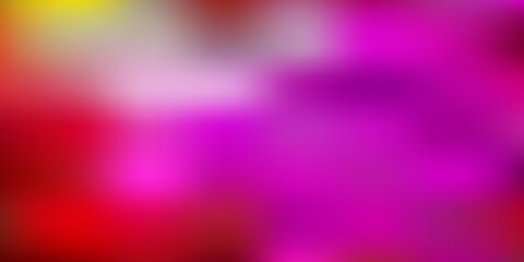 Light pink, yellow vector abstract blur backdrop.
