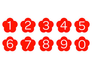 Collection of isolated flower shaped number icons for 0 - 9