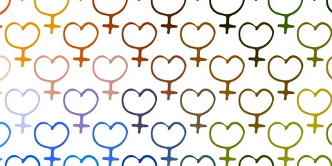 Light Blue, Yellow vector background with woman symbols.