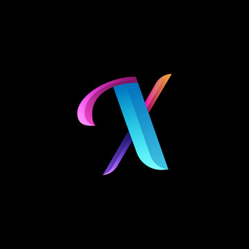 initial letter x logo with gradient vibrant colorful glossy