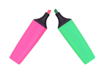 Multicolored plastic markers isolated on a white background