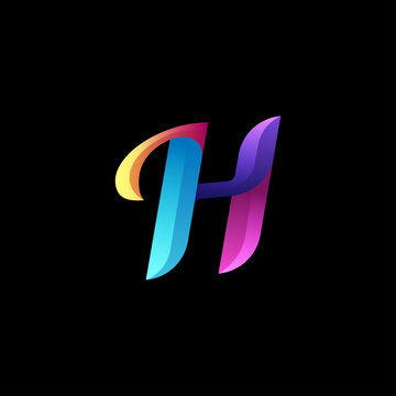initial letter h logo with gradient vibrant colorful glossy