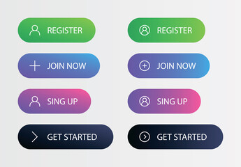 Register button, join now button, sing up button, get started button