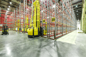 front loaders inside the warehouse