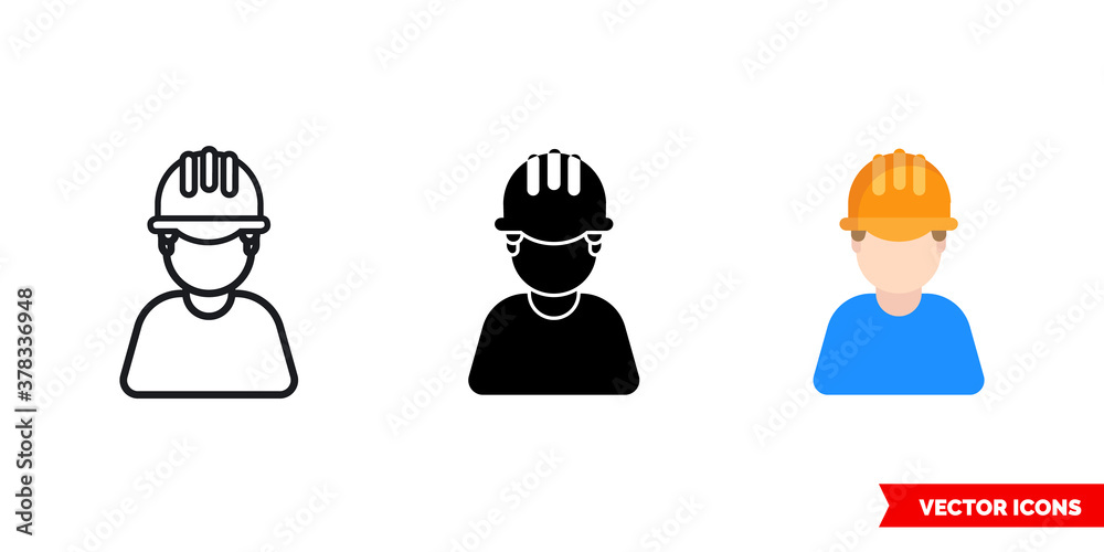 Wall mural constructor builder icon of 3 types color, black and white, outline. isolated vector sign symbol.