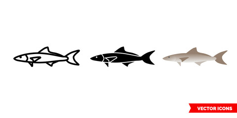 Cobia fish icon of 3 types color, black and white, outline. Isolated vector sign symbol.