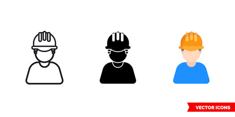 Constructor builder icon of 3 types color, black and white, outline. Isolated vector sign symbol.