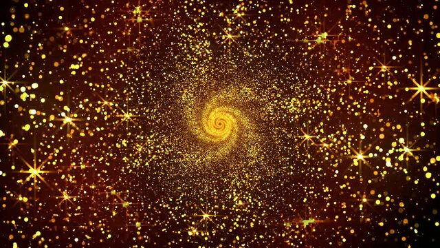 Abstract Glitter motion background Animation shining gold lights particles tunnel Shimmering Glittering Particles Seamless 4K loop video animation