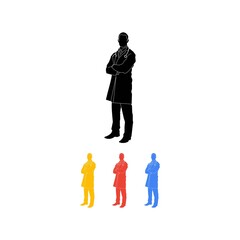 Colorful Silhouette of Standing Doctor