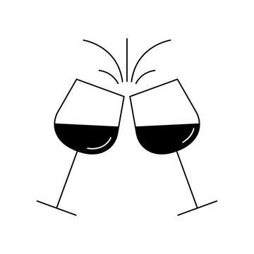recommend clip art: Cheers icon with two wine glasses. Toast and clinc glasses symbol. Vector illustration.