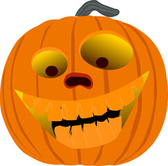 pumpkin on a white background. Orange pumpkin with a smile for your design for the holiday Halloween