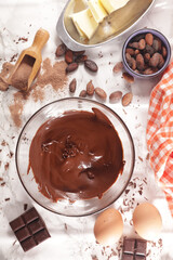 chocolate sauce with fresh ingredient