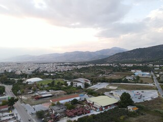 Fototapeta na wymiar Aerial drone photo over the city of Drama, in Northern Greece