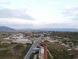 Aerial drone photo over the city of Drama, in Northern Greece
