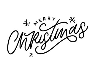 Merry christmas 2021 Beautiful greeting card poster with calligraphy black text word. Hand drawn design elements. Handwritten modern brush lettering white background isolated vector