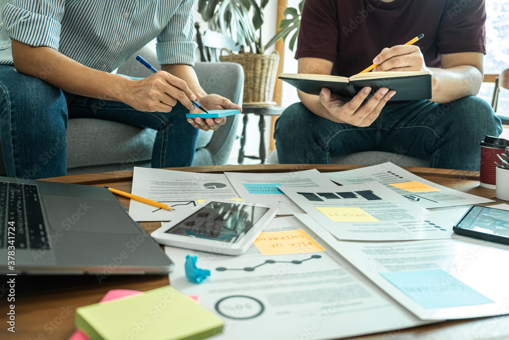 Poster Business partner professional team working together meeting are consultation and analyzing data with new marketing startup project strategy in office