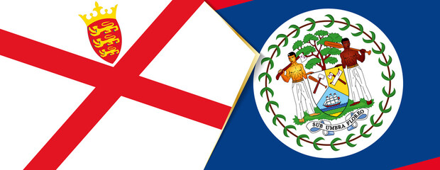 Jersey and Belize flags, two vector flags.