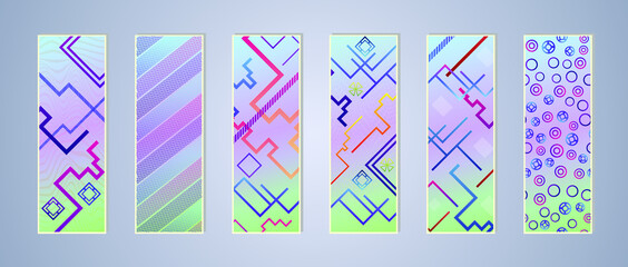 Set of color geometric background. Vector illustration template. Background for banner, flyer, business card, poster, wallpaper, brochure, smartphone screen, mobile app