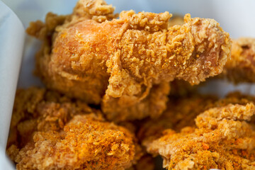 A delicious golden American fried chicken
