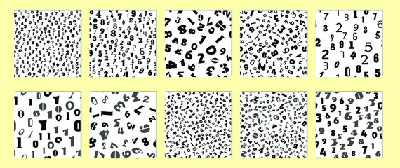 Seamless pattern black and white with numbers. Education and school concept