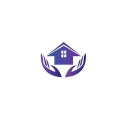 Obraz premium two hand illustration home protection logo and house vector color design